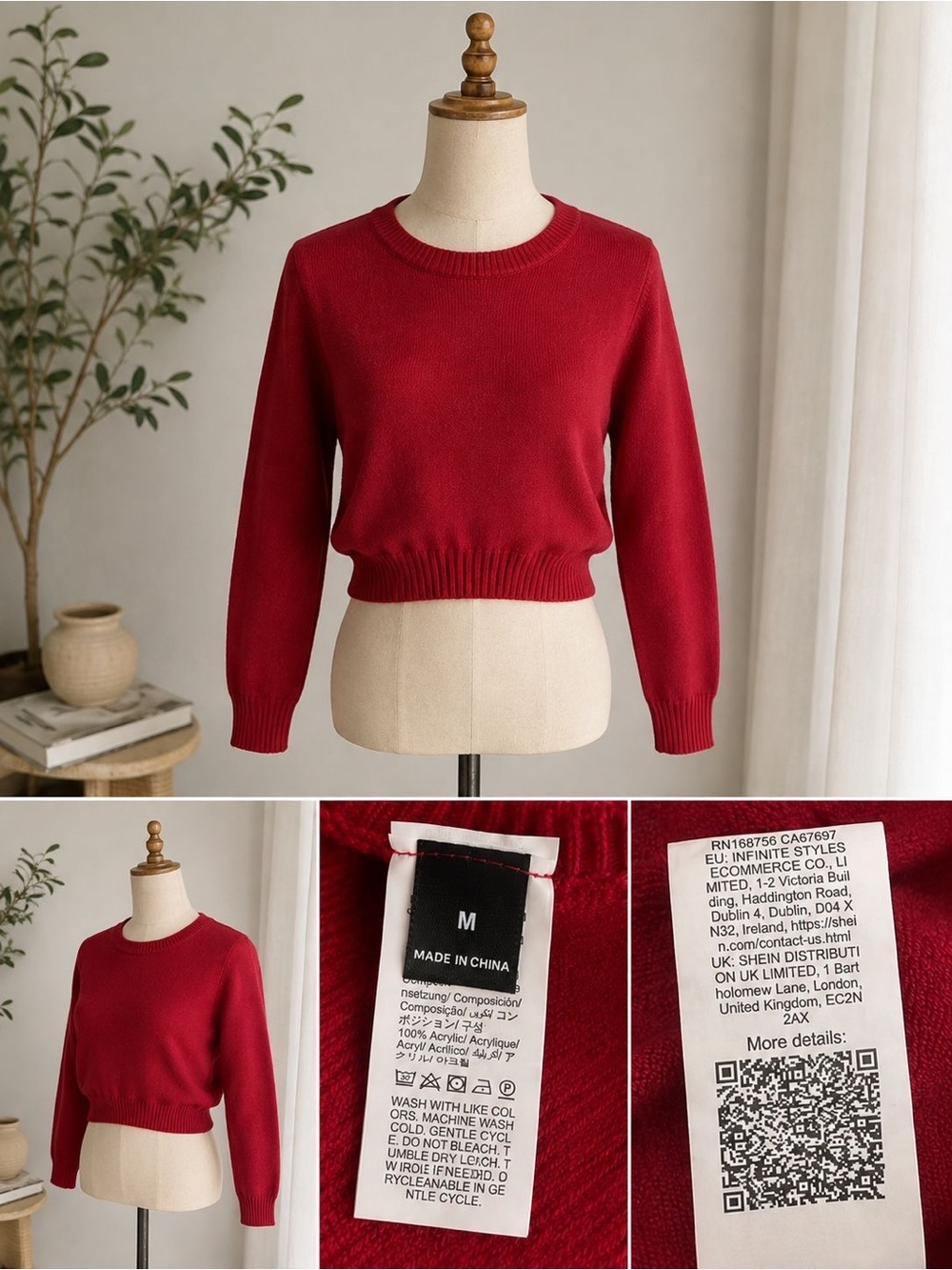 Unbranded Women's Red Crewneck Pullover Sweater
